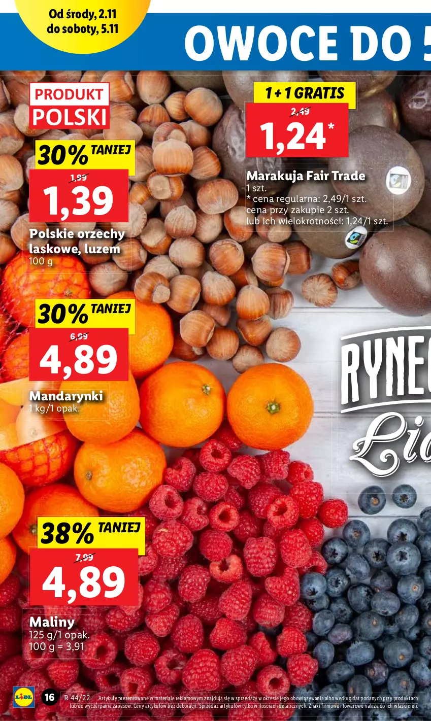 Gazetka promocyjna Lidl - GAZETKA - ważna 02.11 do 05.11.2022 - strona 16 - produkty: Fa, Gra, Maliny, Mandarynki, Owoce