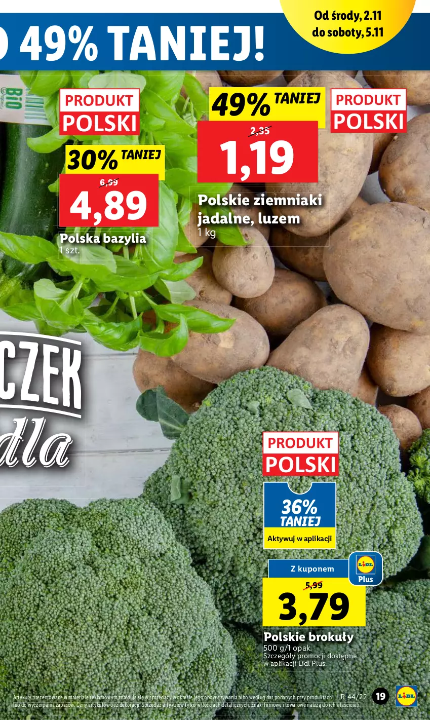 Gazetka promocyjna Lidl - GAZETKA - ważna 02.11 do 05.11.2022 - strona 19 - produkty: Bazyl, Bazylia, Brokuły, Ziemniaki