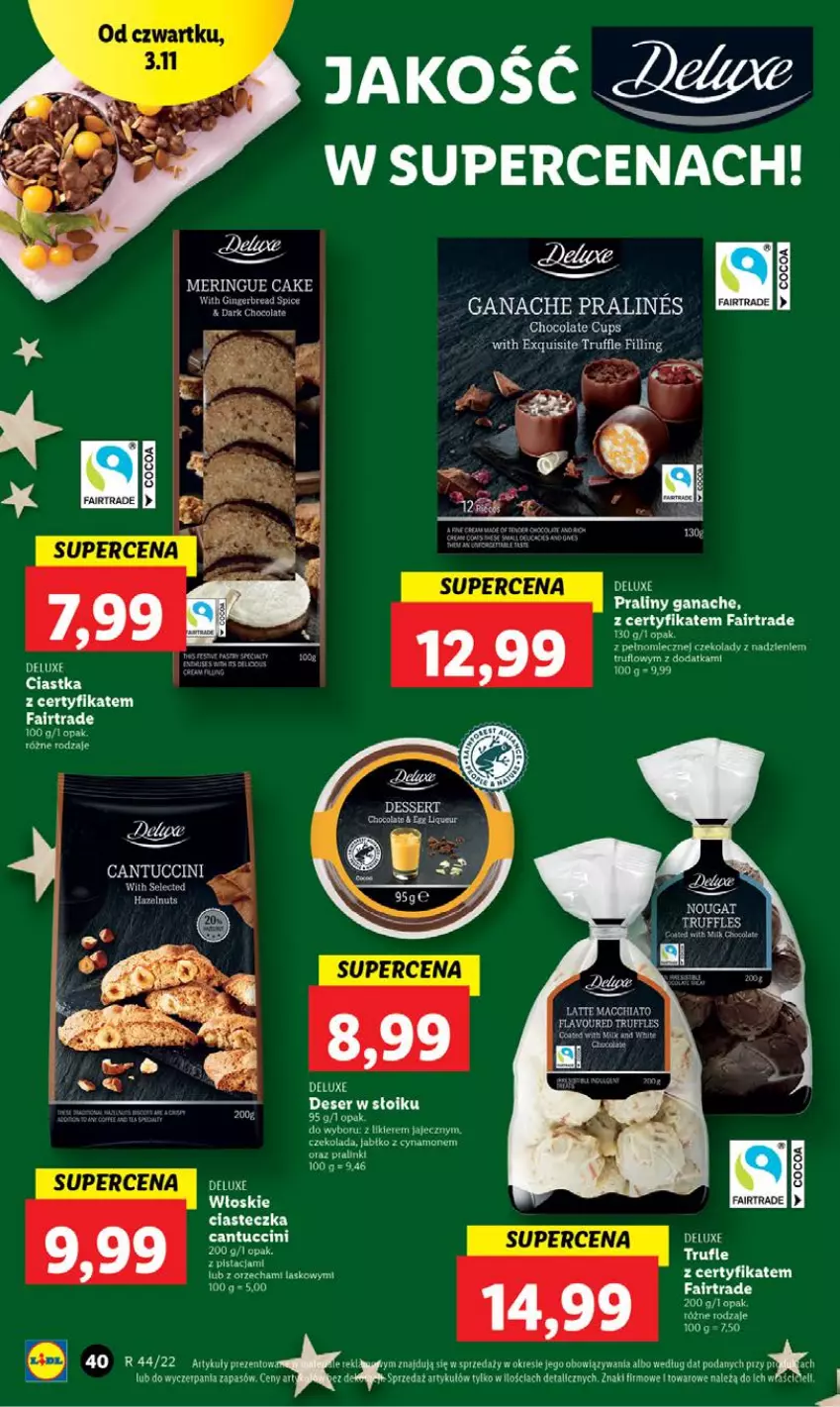 Gazetka promocyjna Lidl - GAZETKA - ważna 02.11 do 05.11.2022 - strona 42 - produkty: Chia, Ciastka, Czekolada, Deser, Exquisite, Fa, Likier, Miecz, Praliny, Ser