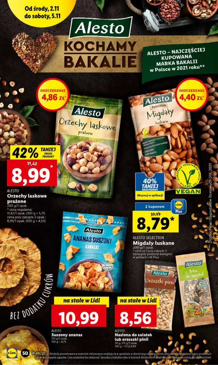 Gazetka promocyjna Lidl - GAZETKA - ważna 02.11 do 05.11.2022 - strona 52 - produkty: Ananas, Migdały, Migdały łuskane, Orzeszki, Sałat