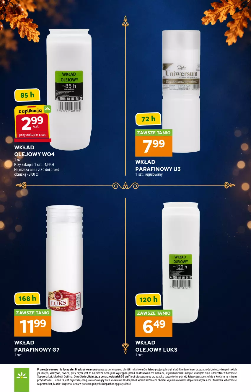 Gazetka promocyjna Stokrotka - Katalog Znicze - ważna 01.10 do 04.11.2026 - strona 11 - produkty: Mięso, Olej, Optima, Owoce, Warzywa, Wkład olejowy