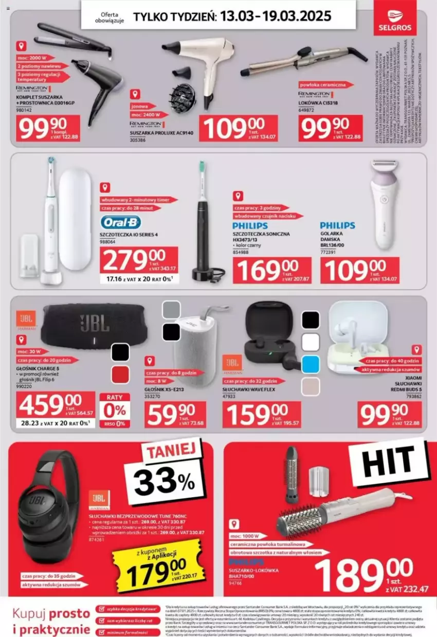 Gazetka promocyjna Selgros - ważna 13.03 do 19.03.2025 - strona 3 - produkty: Fa, Głośnik, Golarka, JBL, LG, Lokówka, Philips, Puf, Ser, Słuchawki, Suszarka, Szczoteczka