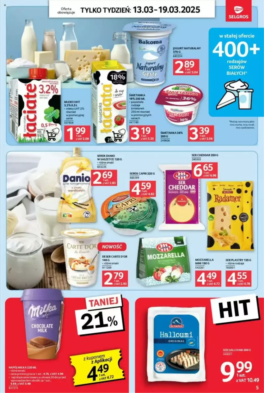 Gazetka promocyjna Selgros - ważna 13.03 do 19.03.2025 - strona 7 - produkty: Cheddar, Danio, Deser, Fa, Gin, Ser, Serek