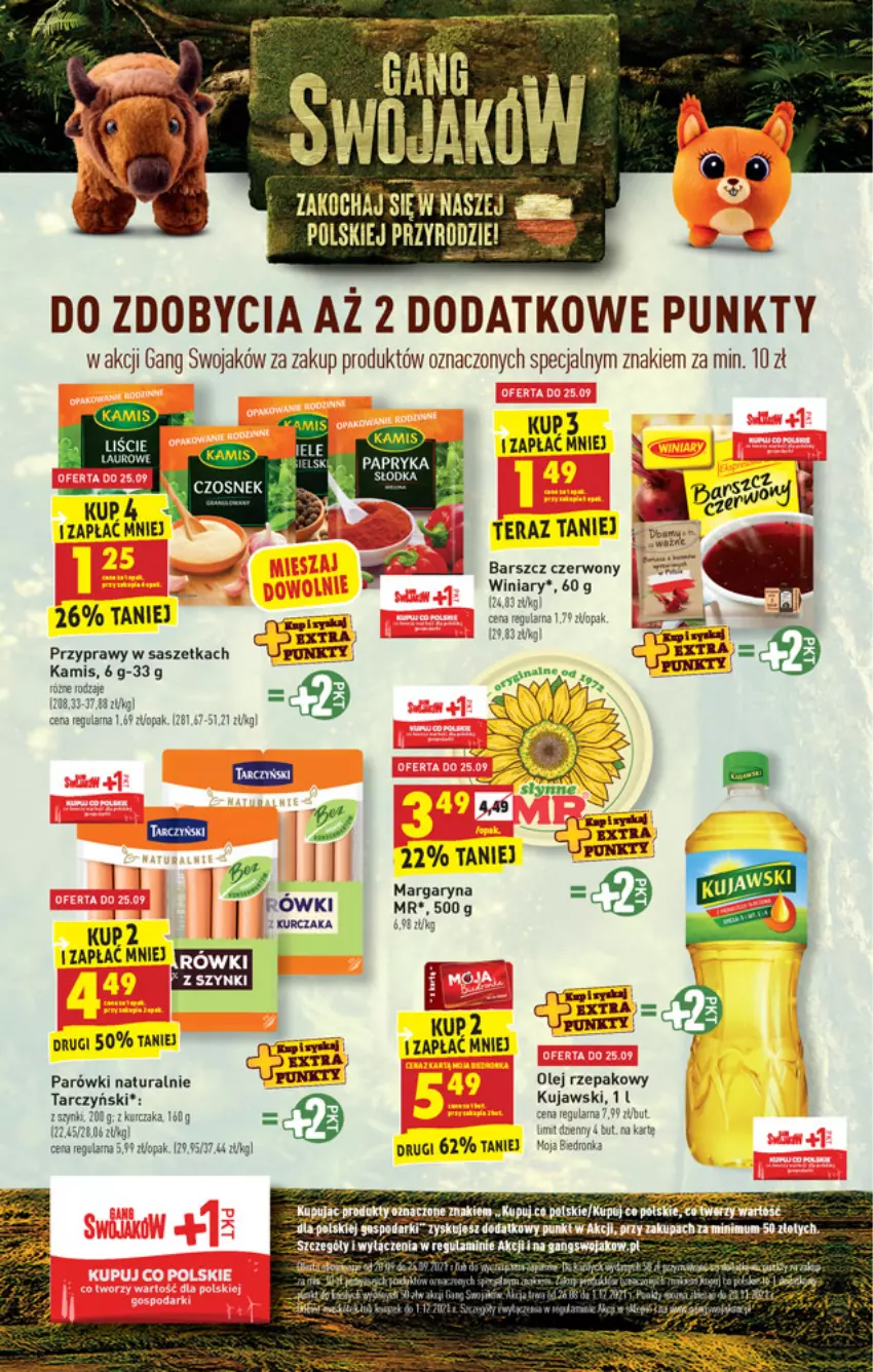 Gazetka promocyjna Biedronka - W tym tygodniu - ważna 23.09 do 29.09.2021 - strona 9 - produkty: Kamis, Kujawski, Kurczak, LG, Margaryna, Olej, Olej rzepakowy, Parówki, Przyprawy, Tarczyński, Tera, Winiary