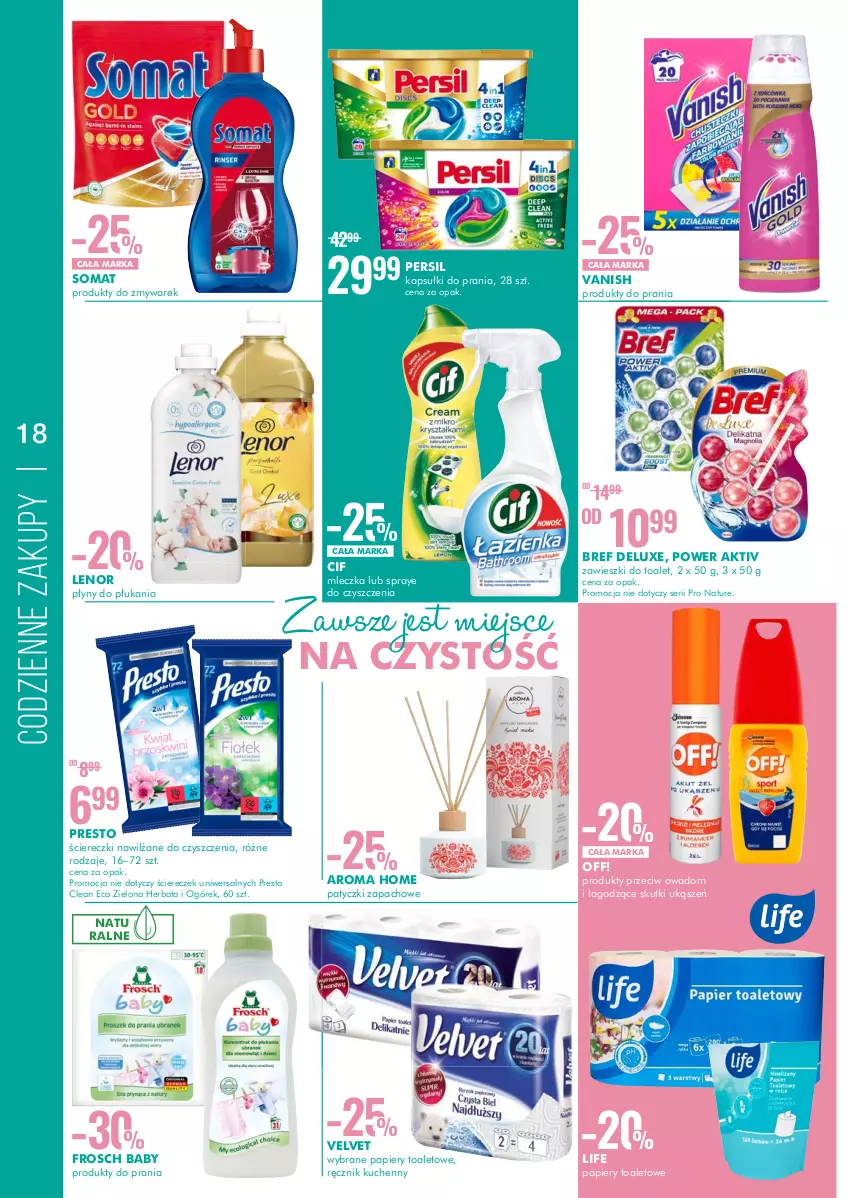 Gazetka promocyjna Super Pharm - Gazetka - ważna 26.05 do 08.06.2022 - strona 18 - produkty: Bref, Cif, Frosch, Lenor, Papier, Persil, Presto, Produkty do zmywarek, Somat, Vanish, Velvet