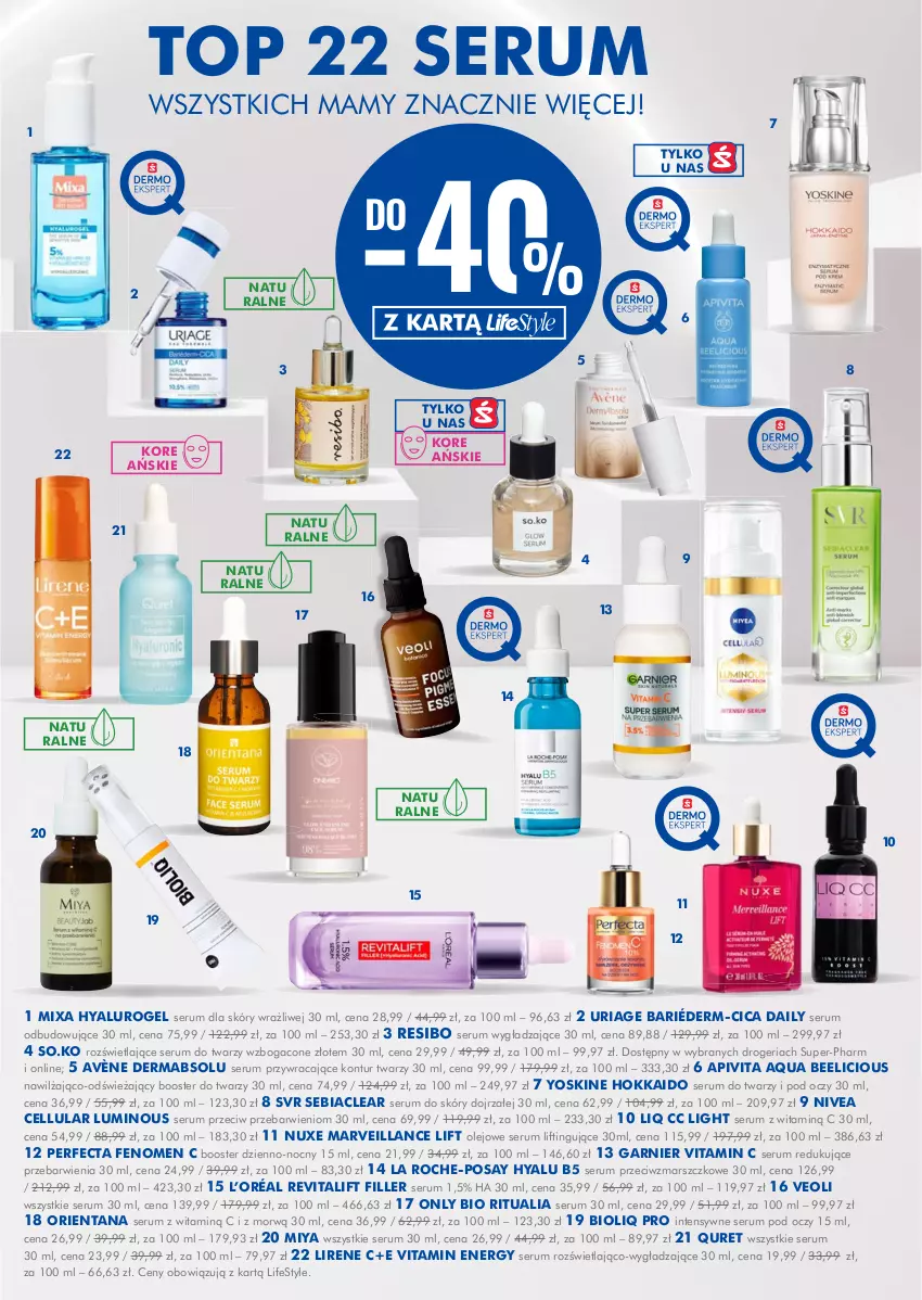 Gazetka promocyjna Super Pharm - Gazetka - ważna 26.05 do 08.06.2022 - strona 19 - produkty: Avène, Garnier, L’Oréal, La Roche-Posay, Lirene, Mixa, Nivea, Nuxe, Perfecta, Quret, Rum, Ser, Serum, SVR, Top, Yoskine