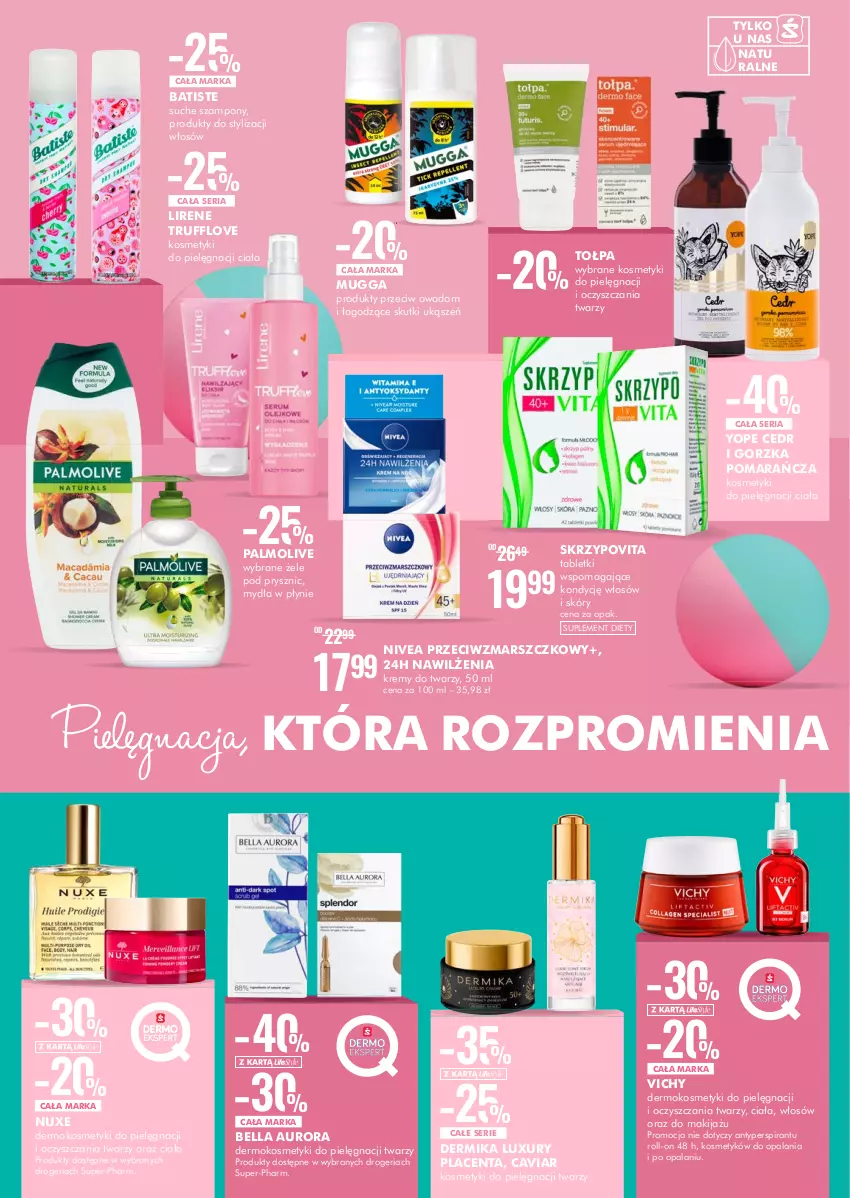 Gazetka promocyjna Super Pharm - Gazetka - ważna 26.05 do 08.06.2022 - strona 4 - produkty: Batiste, Bell, Bella, Dermika, Lirene, Mars, Nivea, Nuxe, Palmolive, Ser, Tablet, Tołpa, Vichy, Yope