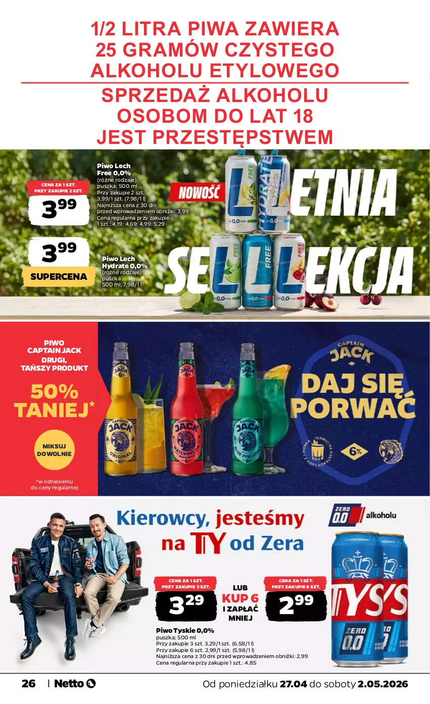 Gazetka promocyjna Netto - Od Poniedziałku - ważna 27.04 do 02.05.2026 - strona 26 - produkty: Captain Jack, Gra, Piwa, Piwo, Tyskie