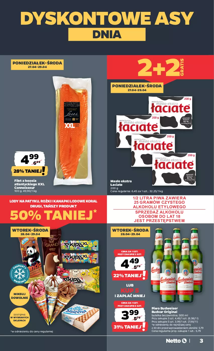 Gazetka promocyjna Netto - Od Poniedziałku - ważna 27.04 do 02.05.2026 - strona 3 - produkty: Gin, Gra, Lody, Masło, Piwa, Piwo, Ser, Sos