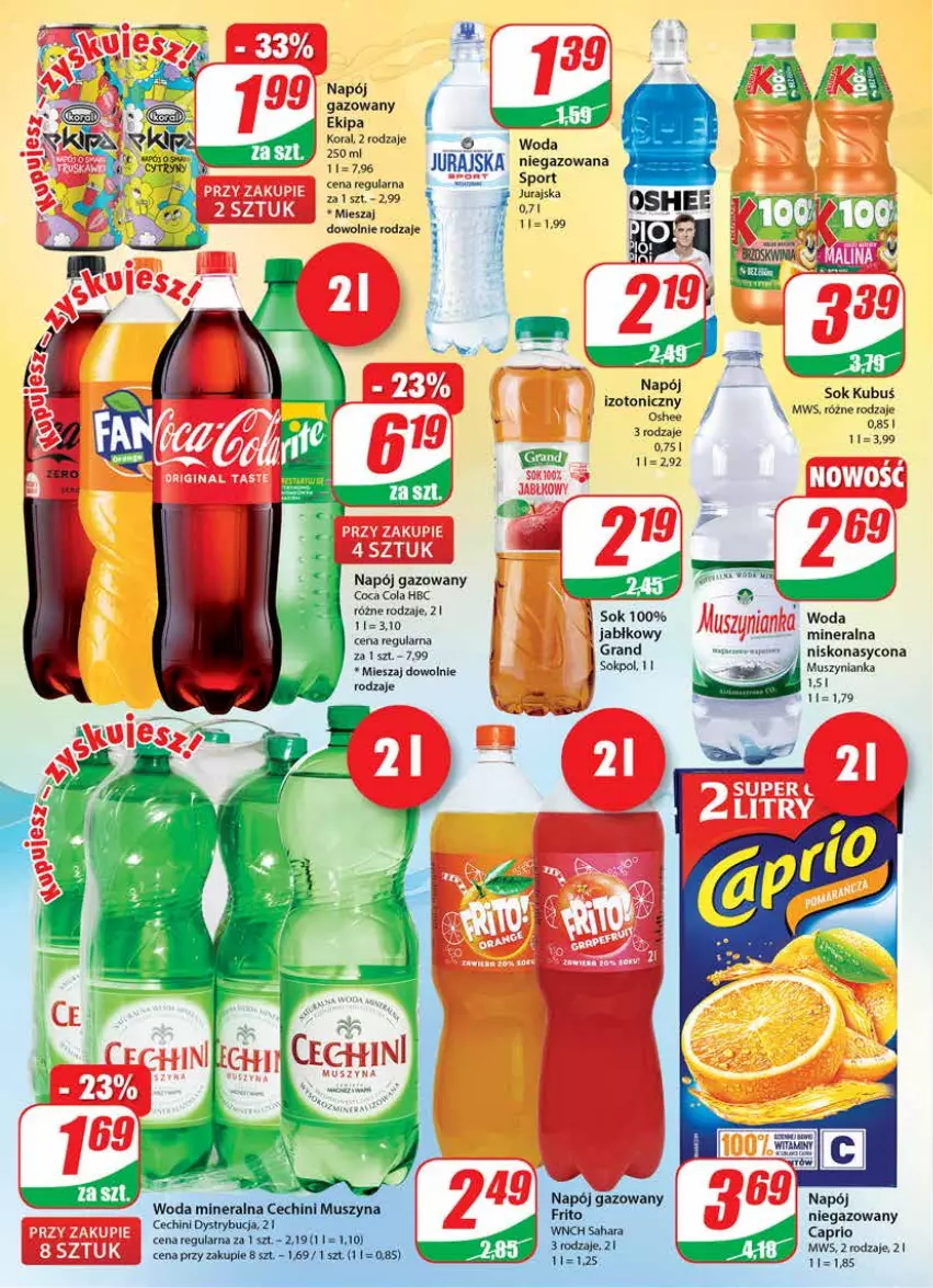 Gazetka promocyjna Dino - Gazetka - ważna 29.06 do 05.07.2022 - strona 2 - produkty: Gra, Kubuś, Miska, Mus, Muszynianka, Napój, Napój gazowany, Oshee, Por, Sok, Sport, Szyna, Woda, Woda mineralna