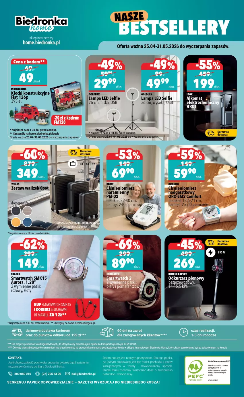 Gazetka promocyjna Biedronka - Home - ważna 25.04 do 02.05.2026 - strona 6 - produkty: Acer, Alkomat, Ciśnieniomierz, Klocki, Lampa, Lampa LED, Odkurzacz, Słuchawki, Sok