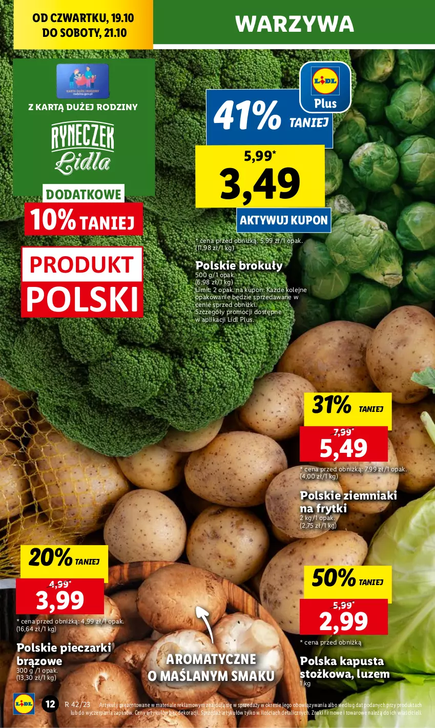 Gazetka promocyjna Lidl - GAZETKA - ważna 19.10 do 21.10.2023 - strona 18 - produkty: Brokuły, Chleb, Frytki, Olej, Piec, Ser, Warzywa, Ziemniaki