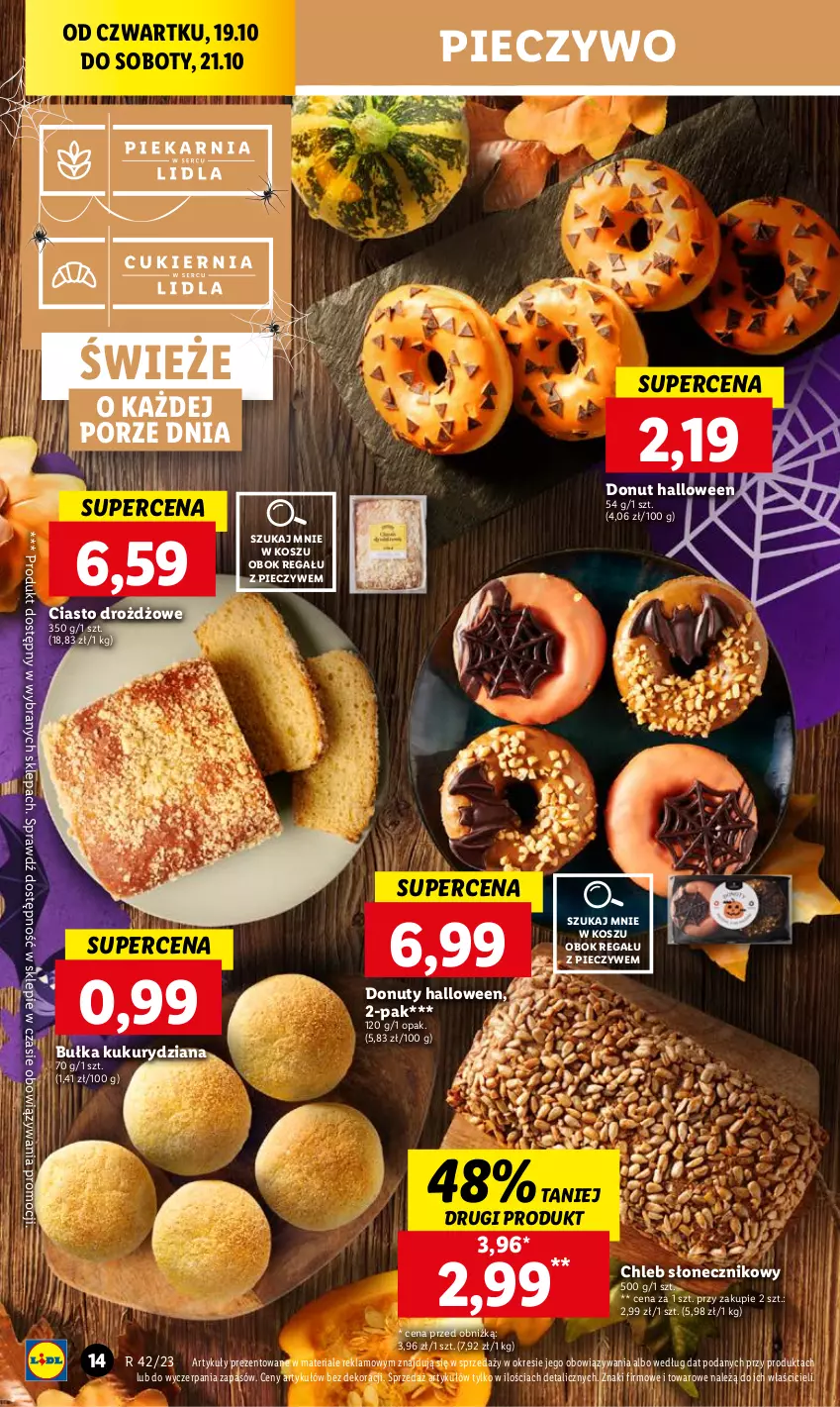 Gazetka promocyjna Lidl - GAZETKA - ważna 19.10 do 21.10.2023 - strona 20 - produkty: Bułka, Chleb, Donut, Kosz, Nuty, Piec, Pieczywo, Por, Regał