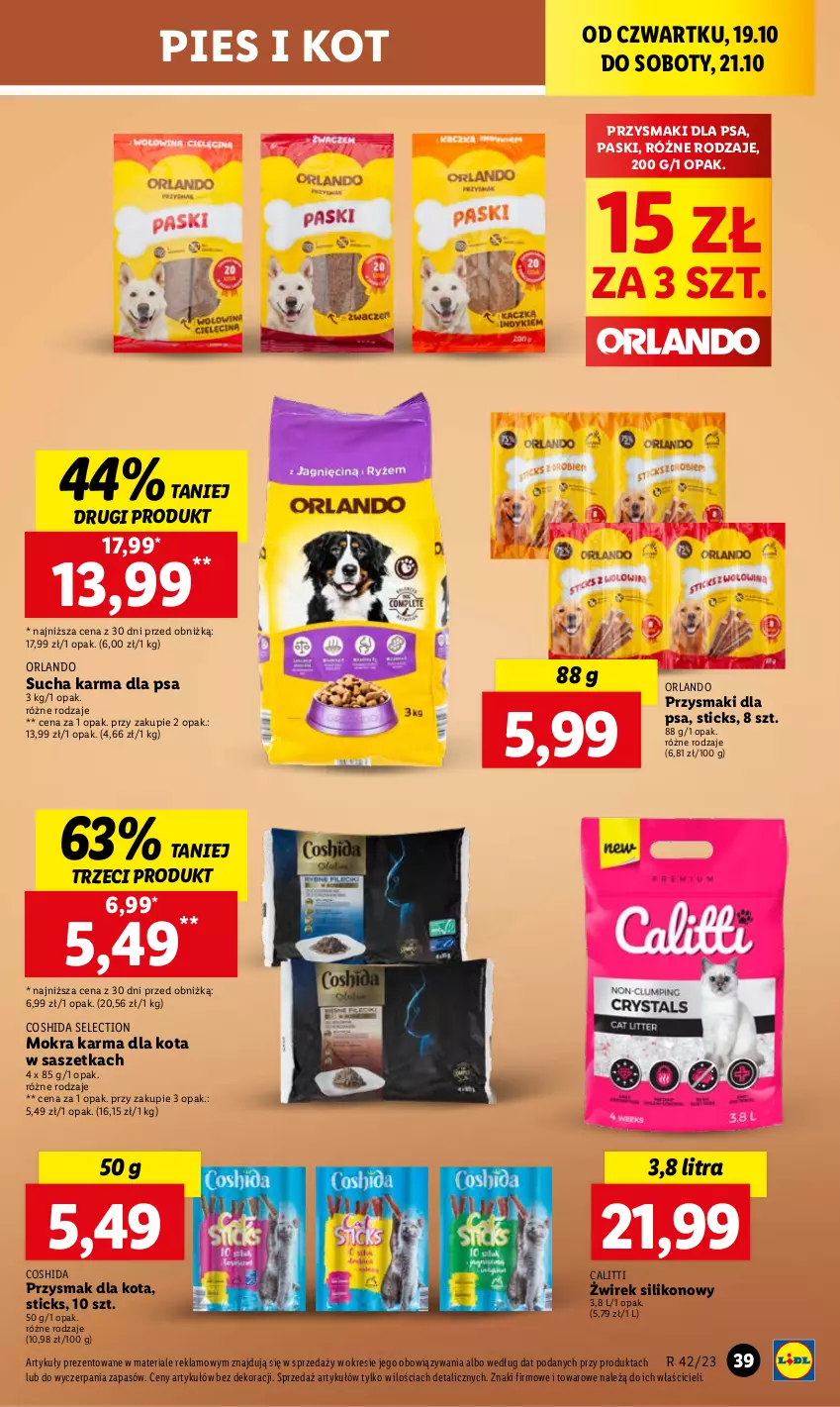 Gazetka promocyjna Lidl - GAZETKA - ważna 19.10 do 21.10.2023 - strona 45 - produkty: Mokra karma, Przysmak dla kota, Przysmaki, Sucha karma