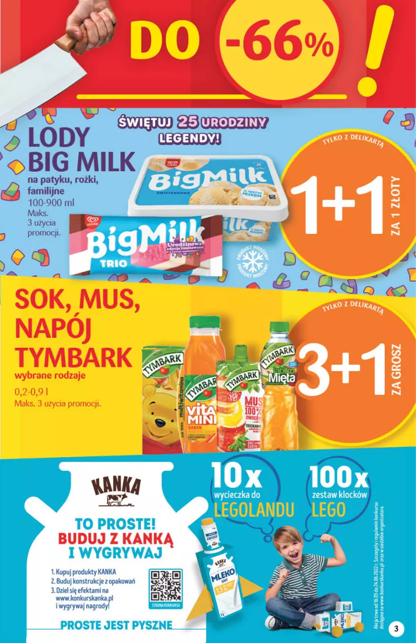 Gazetka promocyjna Delikatesy Centrum - Gazetka DC21 - ważna 02.06 do 08.06.2022 - strona 2 - produkty: Big Milk, Fa, Gry, Lody, Mus, Napój, Sok