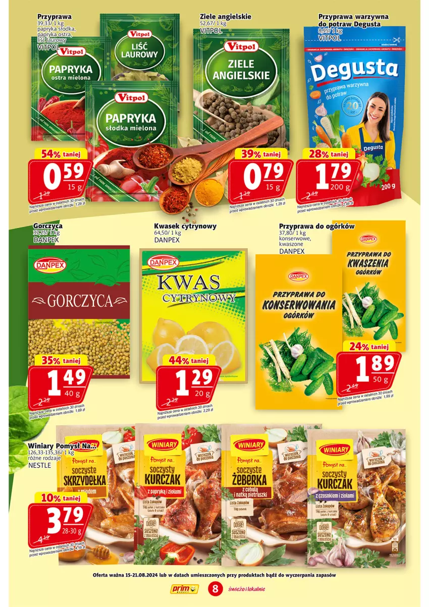 Gazetka promocyjna Prim Market - ważna 15.08 do 21.08.2024 - strona 8 - produkty: Kurczak, Papryka, Papryka słodka, Piec, Ser, Winiary, Ziele angielskie