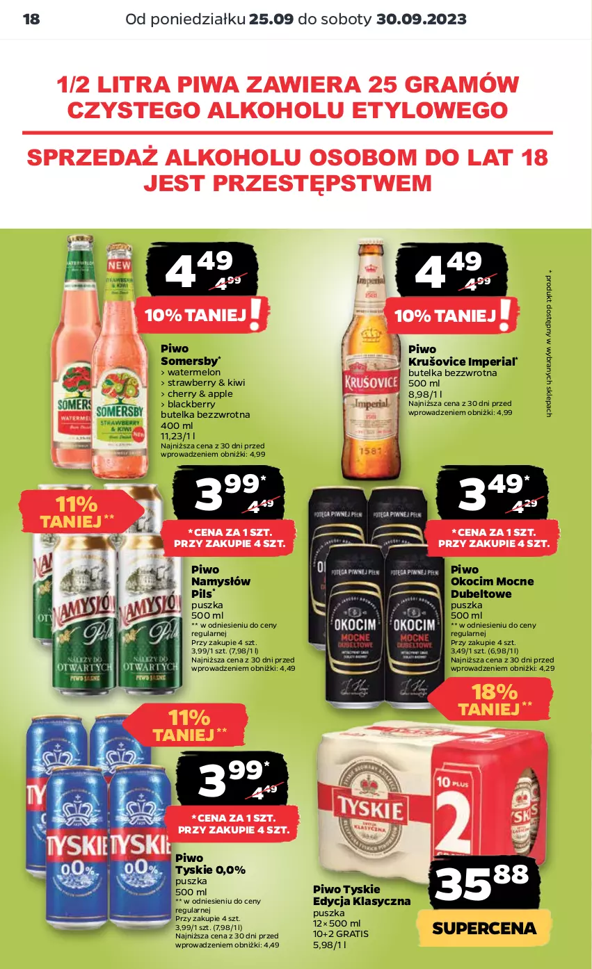 Gazetka promocyjna Netto - Artykuły spożywcze - ważna 25.09 do 01.10.2023 - strona 18 - produkty: Gra, Kiwi, Koc, Lack, Melon, Namysłów, Okocim, Piwa, Piwo, Somersby, Tyskie